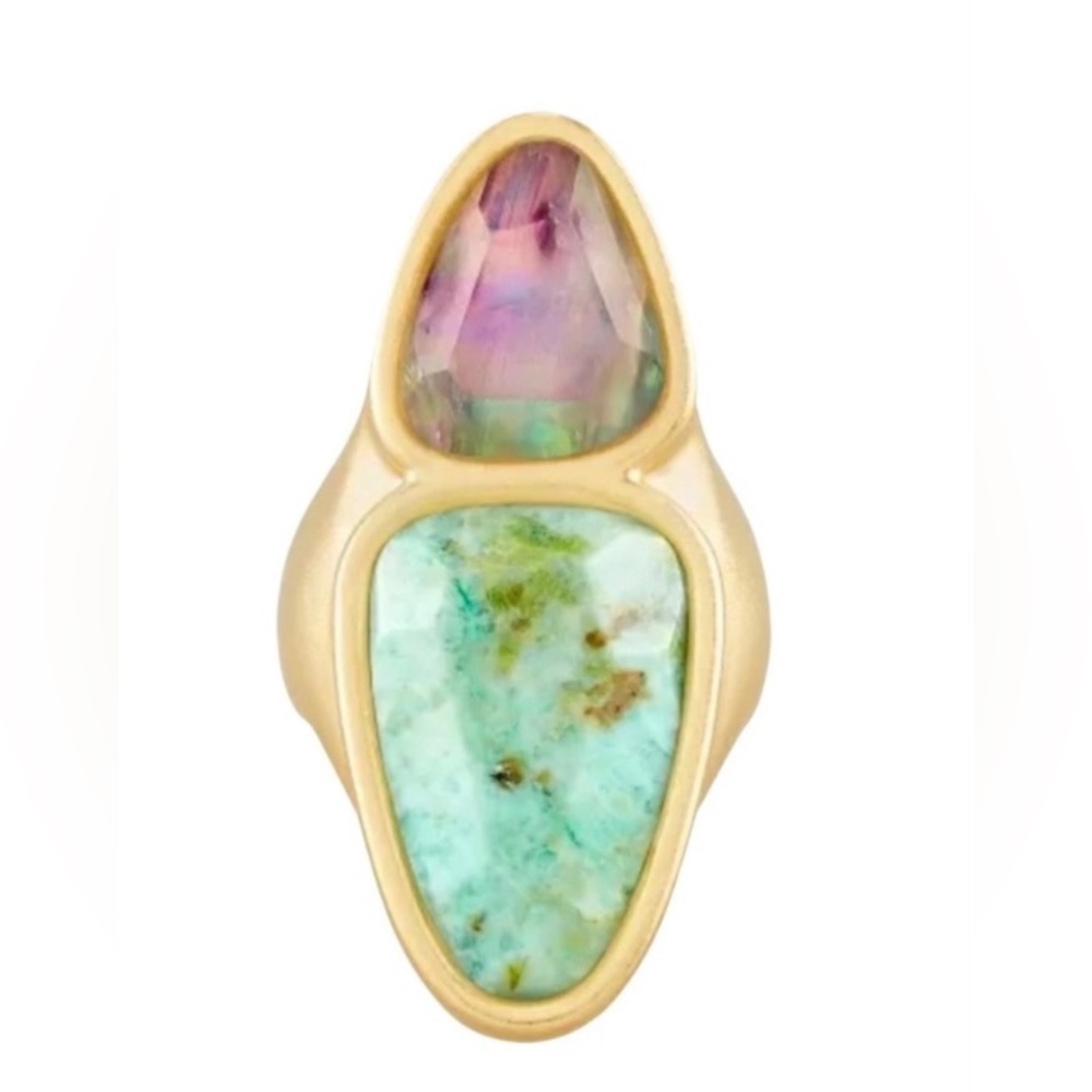 Kendra Scott Gold Ring with Purple and Green Stones